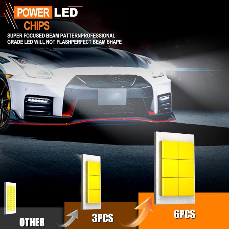 TXBILMOO Store متوافق مع 2014 2015 GMC سييرا 1500 مجموعة لمبات ضوء الضباب عالية/منخفضة، 44000 لومن 600% سطوع 6500K أبيض مع مروحة تبريد، توصيل وتشغيل، IP68 عبوة من 4 - Image 4